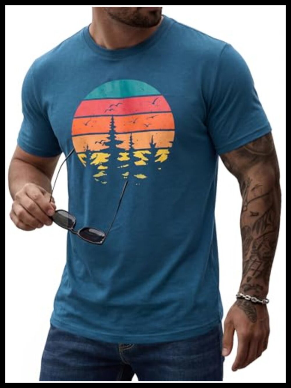 Men's Vintage Graphic T-Shirt Regular Fit Short Sleeve Cotton Blend Tee